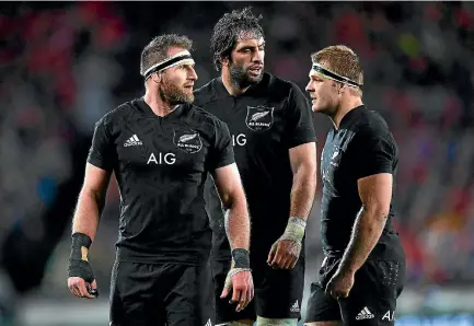  ??  ?? Leaders one and all – All Blacks captain Kieran Read, Sam Whitelock and Sam Kane.