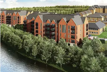  ?? ?? VIEW TO A MILL: Redrow has apartments in Maidstone, Kent, close to the River Medway