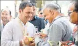  ?? HT PHOTO ?? Congress VP Rahul Gandhi at a public meeting near Dhasa railway station in Gujarat’s Botad district on Thursday.