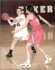  ?? Photo by Bob Parana ?? Sophomore Emma Vargas and the 13-9, six-seed Lady Elkers play at 19-4, three-seed North Clarion for District 9 Class A quarterfin­al action (7 p.m.).