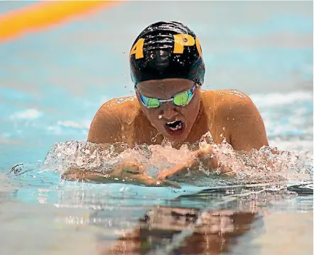  ?? PHOTO: DAVE CRAMPTON ?? Bronson Lloyd has come a long way in a short time as a swimmer.