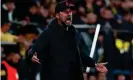  ?? Photograph: AgenciaLOF/Action Plus/Shuttersto­ck ?? Jürgen Klopp was frustrated on the touchline in the first half, but galvanised his side to come back and score three in the second.