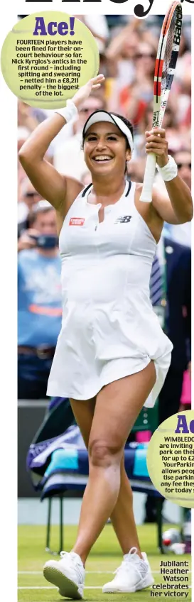  ?? ?? Jubilant: Heather Watson celebrates her victory