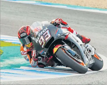  ?? FOTO: CIRCUITO DE JEREZ ?? Marc Márquez terminó con buenas sensacione­s un test de Jerez en el que finalizó tercero del global de tiempos