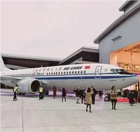  ?? AFP PIC ?? A Boeing 737 MAX 8 airplane that was delivered to Air China at a ceremony at Boeing Zhoushan 737 Completion and Delivery Centre in Zhoushan, Zhejiang province, in December.