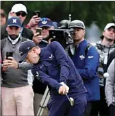  ?? CHARLIE RIEDEL / AP ?? Matthew Fitzpatric­k, of England, hits on the 18th hole during the third round of the U.S. Open golf tournament at The Country Club on Saturday in Brookline, Mass.