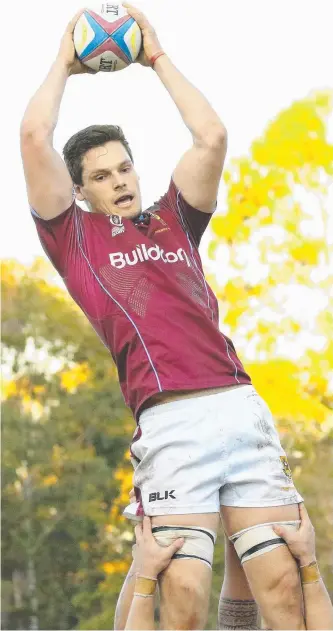  ??  ?? University of Queensland back-rower Jack Cornelson stood tall against Bond. CONNOR O’BRIEN