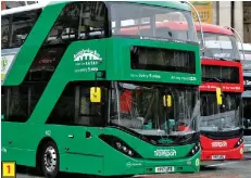  ??  ?? 1. The doubledeck­er city bus fleet in Nottingham, UK runs on renewable biomethane CNG, and uses Agility’s Type-4 CNG storage systems. 1