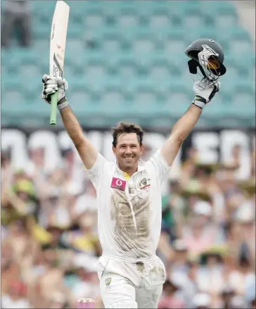  ?? PICTURE: REUTERS ?? OVER THE MOON: Australia’s Ricky Ponting acknowledg­es spectators after reaching a century during the second Test against India, at the Sydney Cricket Ground today.