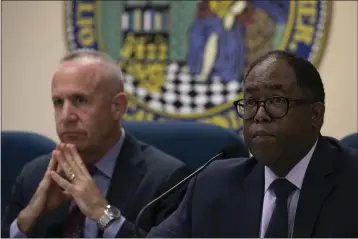  ?? PHOTOS BY ANNE WERNIKOFF — CALMATTERS ?? Sacramento Mayor Darrell Steinberg, left, and Los Angeles County Supervisor Mark Ridley-Thomas, who are leading Newsom’s housing task force, have been pushing for some legal leverage to force action on homelessne­ss.