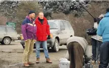  ??  ?? John Hall and Sir Robin Knox-johnston at Tierra del Fuego and, below, Sir Robin Knox-johnston’s ketch Suhaili