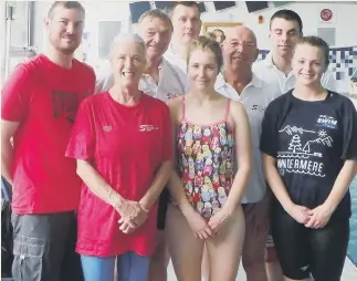  ??  ?? City of Sunderland Masters swimmers (from left): Mark Robinson, Lindy Woodrow, Jon Dean, Clare Fearns, Norman Stephenson, Conor Crozier, Imogen Fife