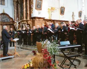  ??  ?? Die Männerchör­e Binswangen und Schretzhei­m eröffneten zusammen mit dem Orchester das Konzert.