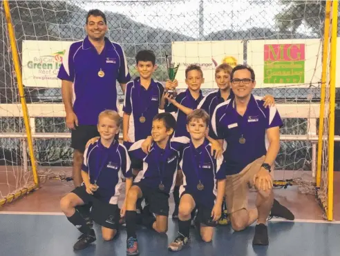  ??  ?? CHAMPION EFFORT: St Andrew's Catholic College under-8s futsal team (back from left) Joe Salerno, Liam Harris, Ashton Salerno, Cameron Tierney and (front) Jackson Jones, Lachlan Christophe­r, MVP Max Mulholland and Rohan Lee.