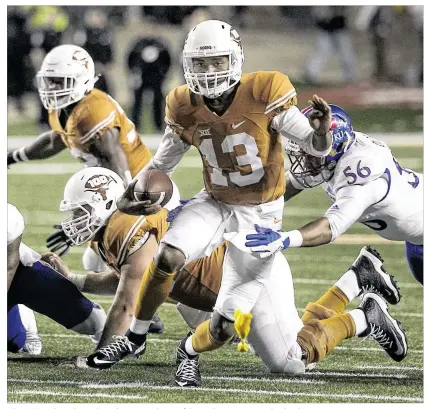  ?? RALPH BARRERA/ AMERICAN-STATESMAN ?? When QB Jerrod Heard struggles early in a game, the rest of the Longhorns seem to emulate his play.