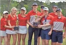  ?? Contribute­d ?? The Heritage Generals won the Class AAAA Area 4 title at Nob North Golf Club last Tuesday behind a 68 from low medalist Cain Stover (third from right). Meanwhile, the Lady Generals had one of their best rounds of the year to take runner-up honors. Both teams qualified for the state tournament in two weeks.