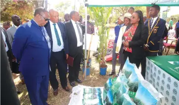  ?? ?? Vice President Constantin­o Chiwenga admires some maize seed variety at the ZimbabweTe­chnologica­l Solutions stand during the Career Guidance Expo in Hatcliffe, Harare, yesterday. – Picture: Innocent Makawa