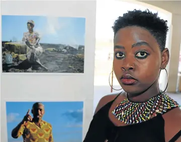  ?? Picture: BHONGO JACOB ?? IN CHARACTER: Model and singer Monalisa Sakhwe portrays Xhosa prophet Nongqawuse in the Kwanda Collective photograph­ic exhibition at The Mall in King William’s Town on Saturday.