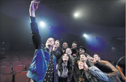  ?? David Becker NBC ?? Members of Pentatonix snap a selfie with the Backstreet Boys during “Pentatonix: A Not So Silent Night.”