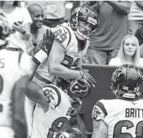  ?? Brett Coomer / Staff photograph­er ?? Texans wide receiver Danny Amendola, who’s from The Woodlands, had a TD catch days after signing with the team.