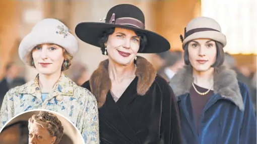  ??  ?? Fans say goodbye to those upstairs: Edith (Laura Carmichael), Cora (Elizabeth McGovern) and Mary (Michelle Dockery); and downstairs: Bates (Brendan Coyle) and Anna (Joanne Froggatt).