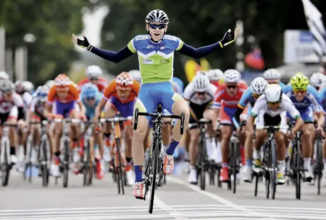  ??  ?? A teenage Mohori wins the junior road race world title in 2012 in Valkenburg