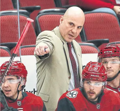  ?? ROSS D. FRANKLIN THE ASSOCIATED PRESS ?? Under Rick Tocchet the Coyotes are the NHL’s best defensive team, having given up 24 goals in 12 games going into Monday.