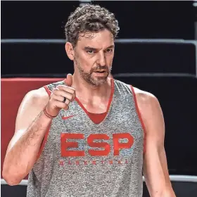  ?? ARIS MESSINIS/AFP VIA GETTY IMAGES ?? Spain's Pau Gasol is back for one more run at age 41 while his younger brother Marc (36) is projected to start at center.