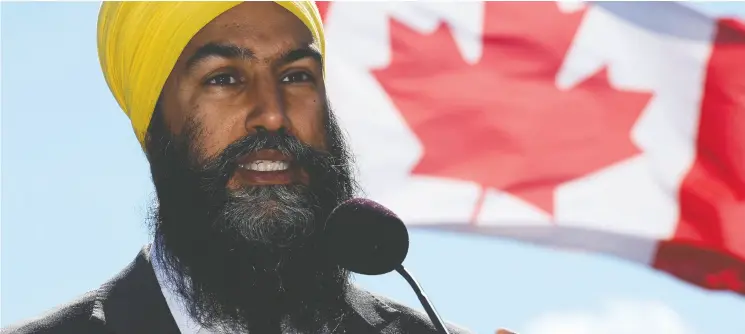 ?? SEAN KILPATRICK/THE CANADIAN PRESS ?? NDP leader Jagmeet Singh says he plans to push Prime Minister Justin Trudeau on not replacing the Canada Emergency Response Benefit with a lower EI payment.