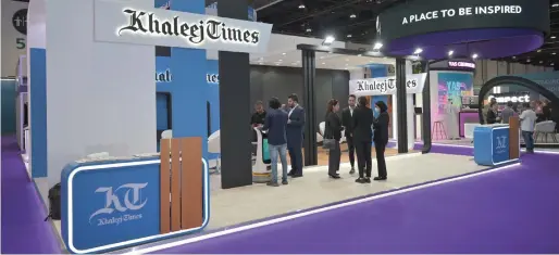  ?? ?? The Khaleej Times stand at the Global Media Congress, which got under way at the Abu Dhabi National Exhibition Centre (Adnec) on Tuesday. — photos rahul gajjar