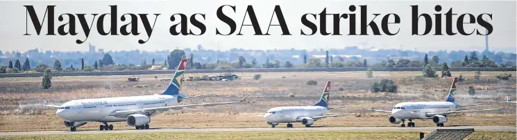  ?? Picture: Michele Spatari/AFP ?? SAA cancelled nearly all its domestic, regional and internatio­nal flights after Numsa and Sacca went on strike for an 8% pay hike.