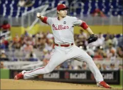  ?? LYNNE SLADKY — THE ASSOCIATED PRESS ?? Philadelph­ia Phillies’ starting pitcher Jerad Eickhoff is inching toward a return to the club.