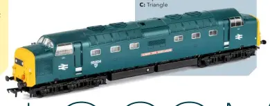  ??  ?? Model: Bachmann Branchline 32‑534DS: Class 55 ‘Deltic’ 55004 Queen’s Own Highlander, BR blue (with sound!) Worth: £249.95 Question: Napier’s Deltic diesel engine has its crankshaft­s arranged in which shape? A: Octagon B: Square C: Triangle