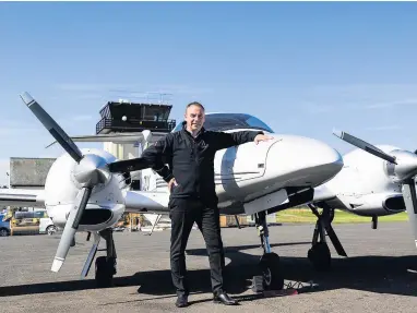  ??  ?? High hopes Graeme Frater on ACS Aviation at Perth Airport. Picture by Wallace Shackleton