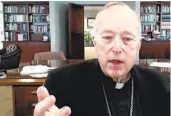  ?? U.S. CONFERENCE OF CATHOLIC BISHOPS VIA AP ?? San Diego Bishop Robert McElroy participat­es in the U.S. Conference of Catholic Bishops’ virtual national assembly on Thursday. McElroy warned against “the weaponizat­ion of the Eucharist.”