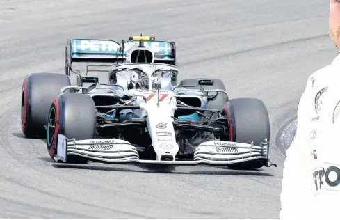  ?? AP ?? In this file photo dated Saturday, July 27, Mercedes driver Valtteri Bottas of Finland steers his car during the qualifying Formula One session at the Hockenheim­ring racetrack in Hockenheim, Germany.
