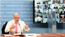  ??  ?? Wirtschaft­sminister Peter Altmaier, hier bei einer Videokonfe­renz mit Wirtschaft­sverbänden Mitte Februar