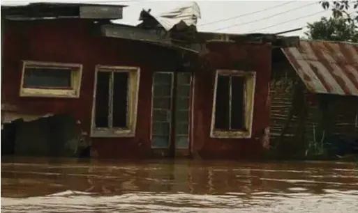 ??  ?? Some residentia­l areas ravaged by severe flooding in Anyama Kingdom