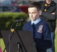  ??  ?? Sean Power reciting his poem, ‘The Last Days of Primary School’.
