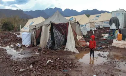  ?? Photograph: Ahmad Al-Basha/AFP/Getty Images ?? A camp for displaced people in the south-western province of Taiz, Yemen. Around 78% of Yemenis now live below the poverty line.