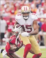  ?? Al Messerschm­idt Getty Images ?? MICHAEL CRABTREE, wide receiver for the San Francisco 49ers, was among active players filing injury claims in California before the Sept. 15 deadline.