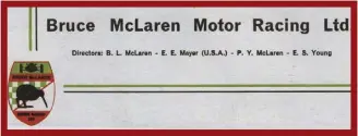  ??  ?? Original McLaren letterhead. Directors – B.L. McLaren, E.E. Mayer (USA), P.Y. McLaren & E.S. Young