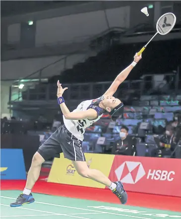  ??  ?? Taiwan’s Tai Tzu-ying in action in the first round of the Yonex Thailand Open yesterday.