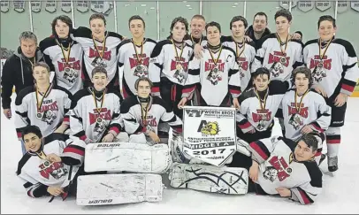  ?? SUbmitted photo ?? The Jim Smith Electric Truro Midget A Bearcats won a tournament in Antigonish last weekend. Members of the team are, first row, from left, Adam Nisar and Jason Munro; second row, Cameron MacDonald, Nick Levangie, Kaleb Johnstone, Dante Coulter and...