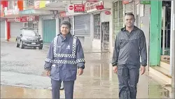  ?? Picture: REPEKA NASIKO ?? Police on patrol during the recent flooding in Ba Town.