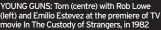  ?? ?? YOUNG GUNS: Tom (centre) with Rob Lowe (left) and Emilio Estevez at the premiere of TV movie In The Custody of Strangers, in 1982