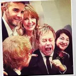  ?? ?? CELEB PALS At Elton John’s 2014 wedding with Gary Barlow, Ed Sheeran & Kate Bush