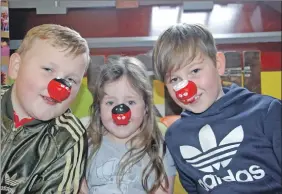  ?? 06_a12mayds01 ?? Connor Campbell, Sarah Nicolson and Aiden Kerr get into the spirit for Comic Relief.