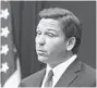  ?? PHIL SEARS/AP ?? Gov. Ron DeSantis put politics ahead of policy in his third State of the State address.