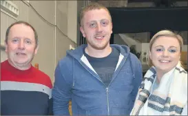  ?? (Pic: John Ahern) ?? L-R: Tommy Murray (Ballyporee­n), Colin English (Clogheen) and Chloe Cotter (Clogheen) who attended a production of ‘Canaries’ by Clogheen Drama Group, which was staged in St. Paul’s Community Centre last weekend.